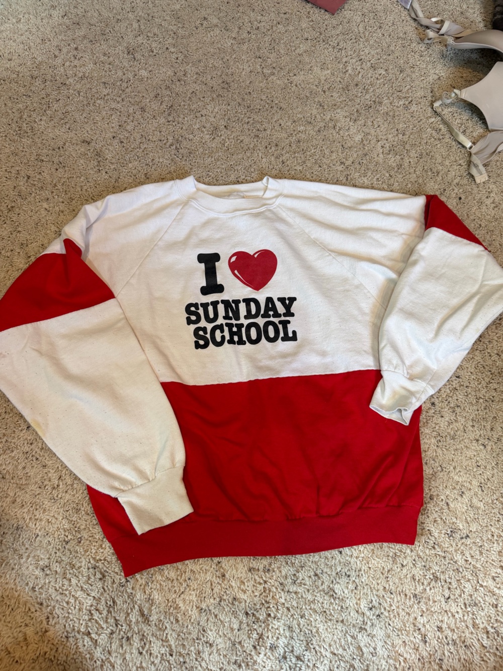 I ♥ Sunday School Red & White Graphic Sweatshirt